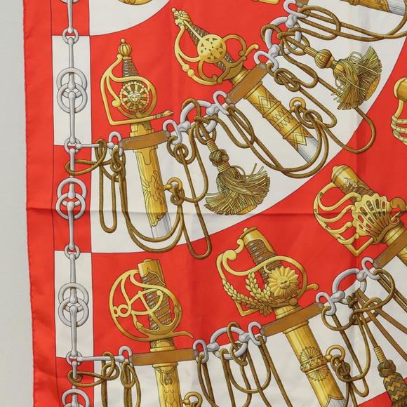 HERMES Carre 90 Scarf ""Cliquetis "" Silk Red Auth KD223 - Picture 5 of 14